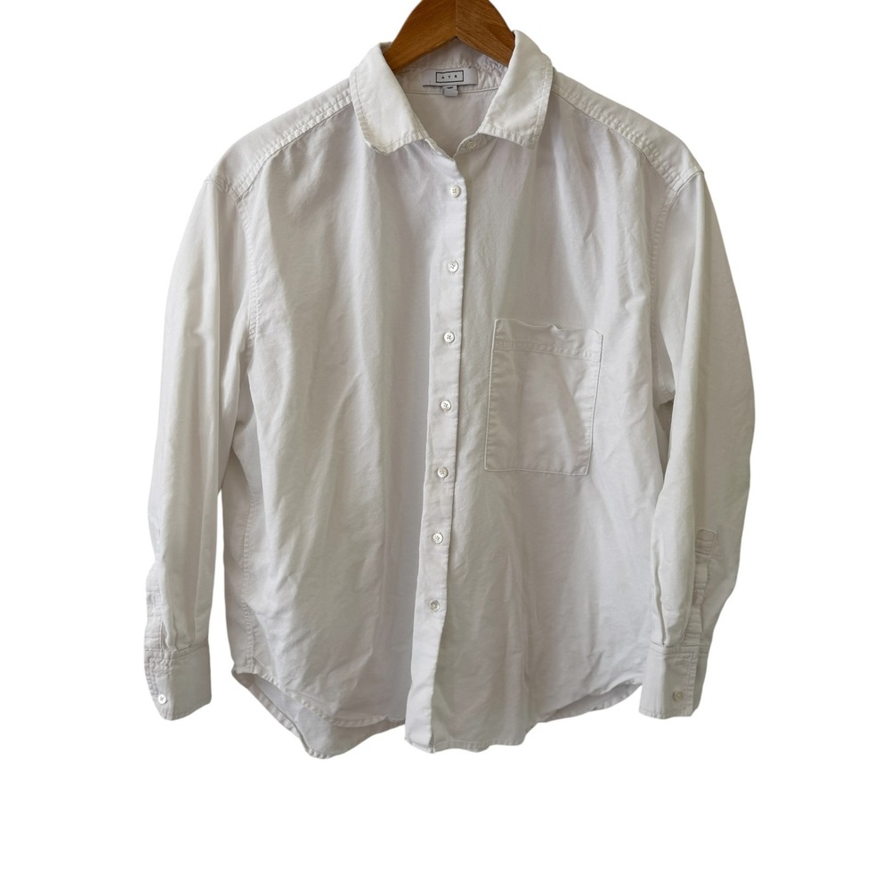 AYR Button Up Shirt Top Womens L White Capsule Classic Minimalist